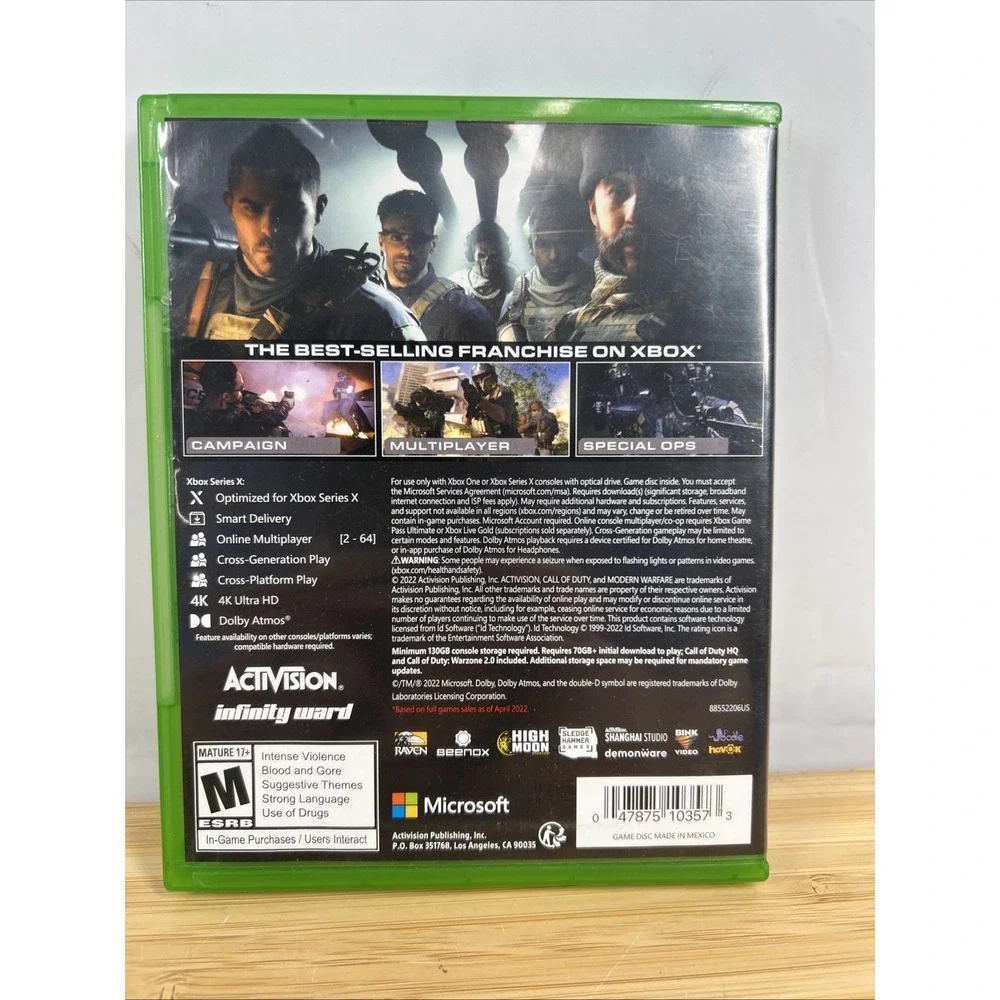 Call of Duty: Modern Warfare (Xbox‎ Series X/Microsoft Xbox One, 2022) CASE ONLY